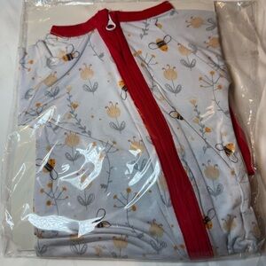 Kids Bamboo Zippy Pajamas with Red and White Bee Print